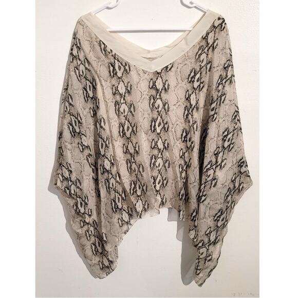 Sofia Italy Silk Blend Python Print Oversized Flowy Blouse Top OSFM - Picture 2 of 8